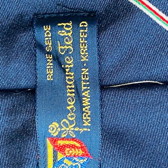 COBURGER CONVENT Rosemarie Feld Kraeatten-Krefeld Navy Blue 100% Silk Tie 59" - Picture 6 of 7